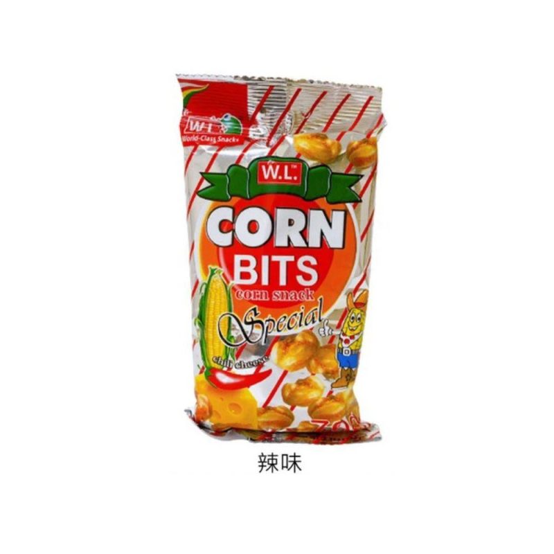 W.L. CORN BITS Spicy Hot Apoy 辣味炸玉米-橘紅 70g